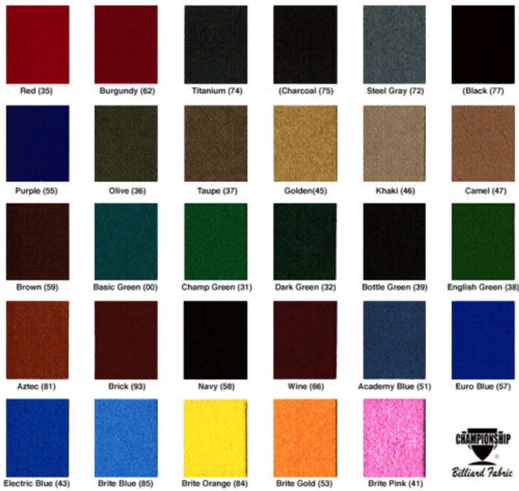 Championship Invitational Billiard Cloth with Teflon Protection - 29 Colors